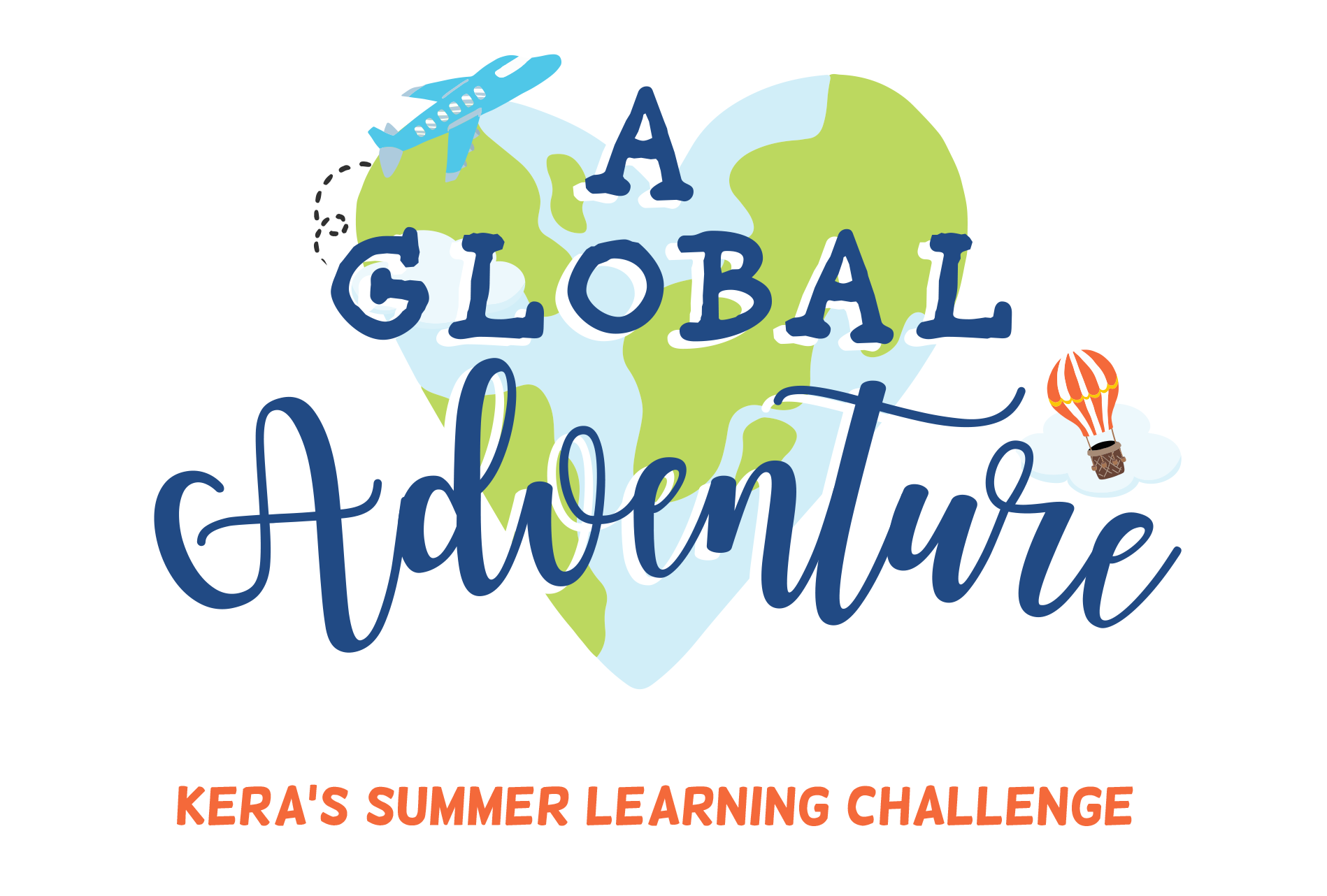 Logo with KERA's Summer Learning Challenge theme, A Global Adventure