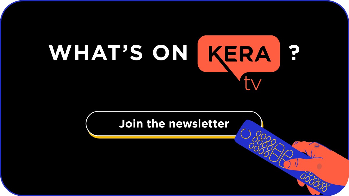 This is a black graphics with text inviting you to sign up for the KERA TV Insider weekly newsletter